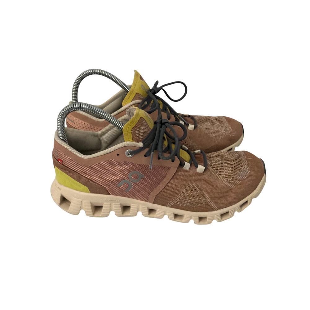 On Cloud X Shoes Womens 9 Running Mocha Sand Lace Up Low Top Athletic Sneakers